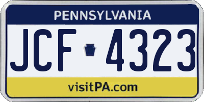 PA license plate JCF4323