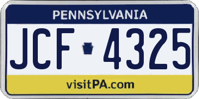 PA license plate JCF4325