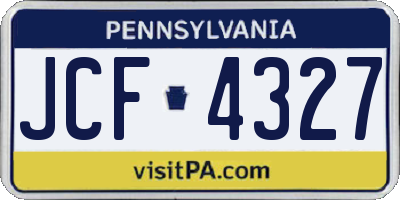PA license plate JCF4327