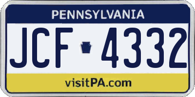 PA license plate JCF4332
