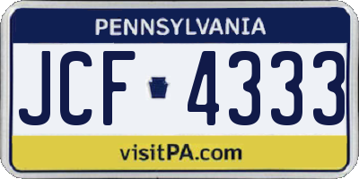 PA license plate JCF4333