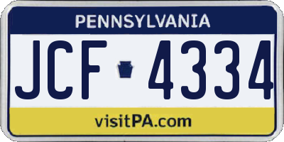 PA license plate JCF4334