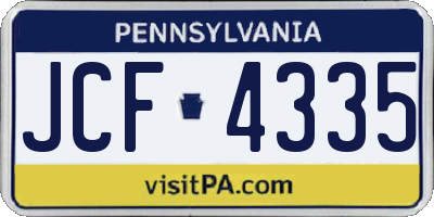 PA license plate JCF4335