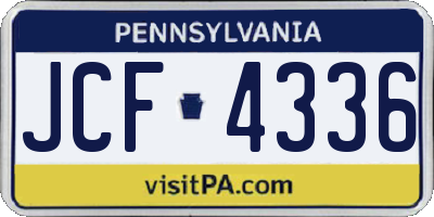 PA license plate JCF4336