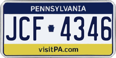 PA license plate JCF4346
