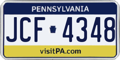 PA license plate JCF4348