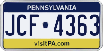 PA license plate JCF4363