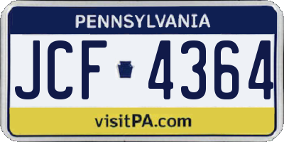 PA license plate JCF4364