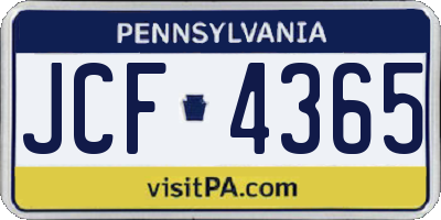 PA license plate JCF4365