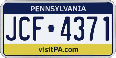 PA license plate JCF4371