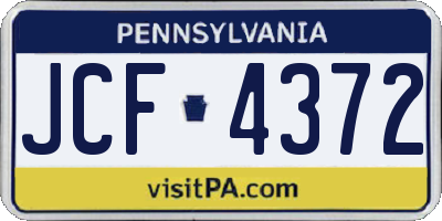 PA license plate JCF4372