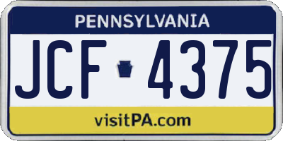 PA license plate JCF4375