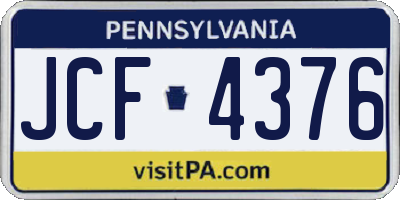 PA license plate JCF4376