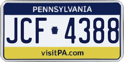 PA license plate JCF4388