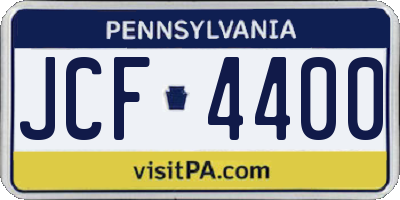 PA license plate JCF4400