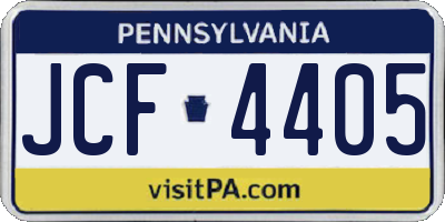 PA license plate JCF4405