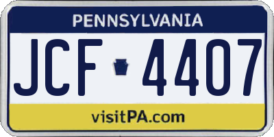PA license plate JCF4407