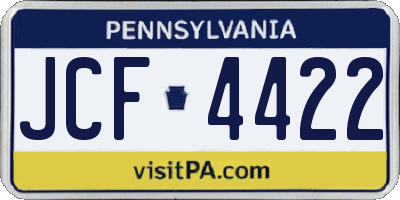 PA license plate JCF4422