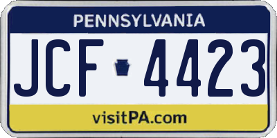 PA license plate JCF4423