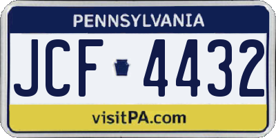 PA license plate JCF4432