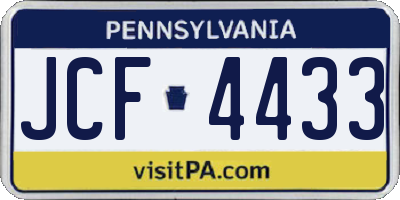 PA license plate JCF4433