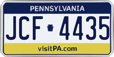 PA license plate JCF4435