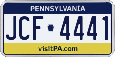 PA license plate JCF4441