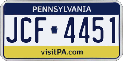 PA license plate JCF4451