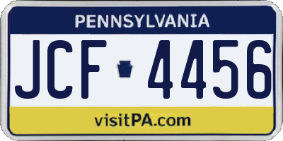 PA license plate JCF4456