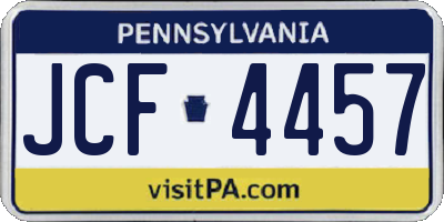 PA license plate JCF4457