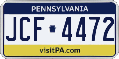 PA license plate JCF4472