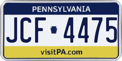 PA license plate JCF4475
