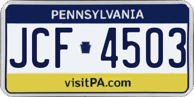 PA license plate JCF4503