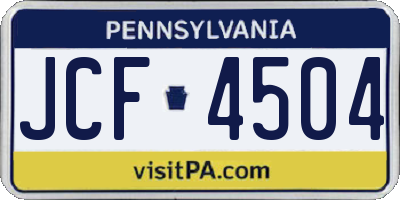 PA license plate JCF4504