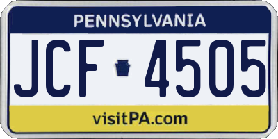 PA license plate JCF4505