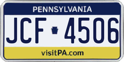 PA license plate JCF4506