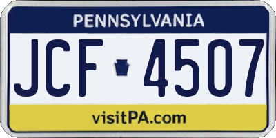 PA license plate JCF4507