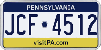 PA license plate JCF4512