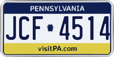 PA license plate JCF4514