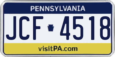 PA license plate JCF4518