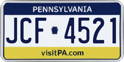 PA license plate JCF4521