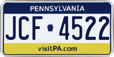 PA license plate JCF4522