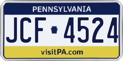 PA license plate JCF4524