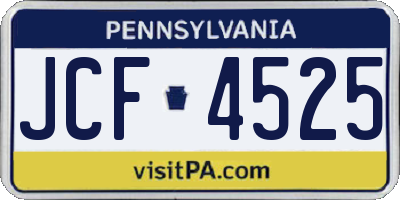 PA license plate JCF4525