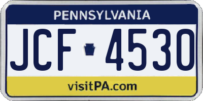 PA license plate JCF4530