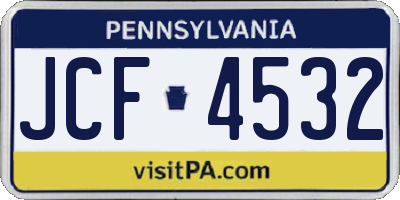 PA license plate JCF4532