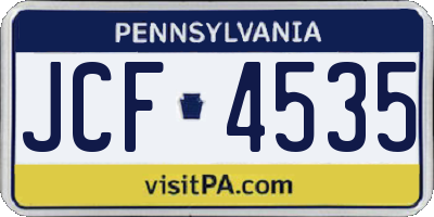 PA license plate JCF4535