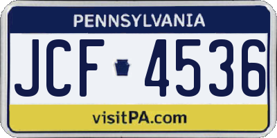 PA license plate JCF4536
