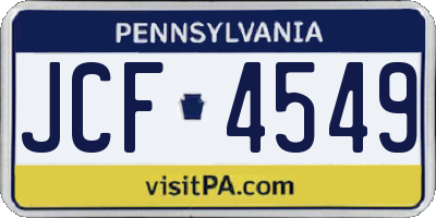 PA license plate JCF4549