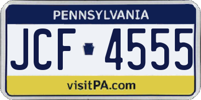 PA license plate JCF4555